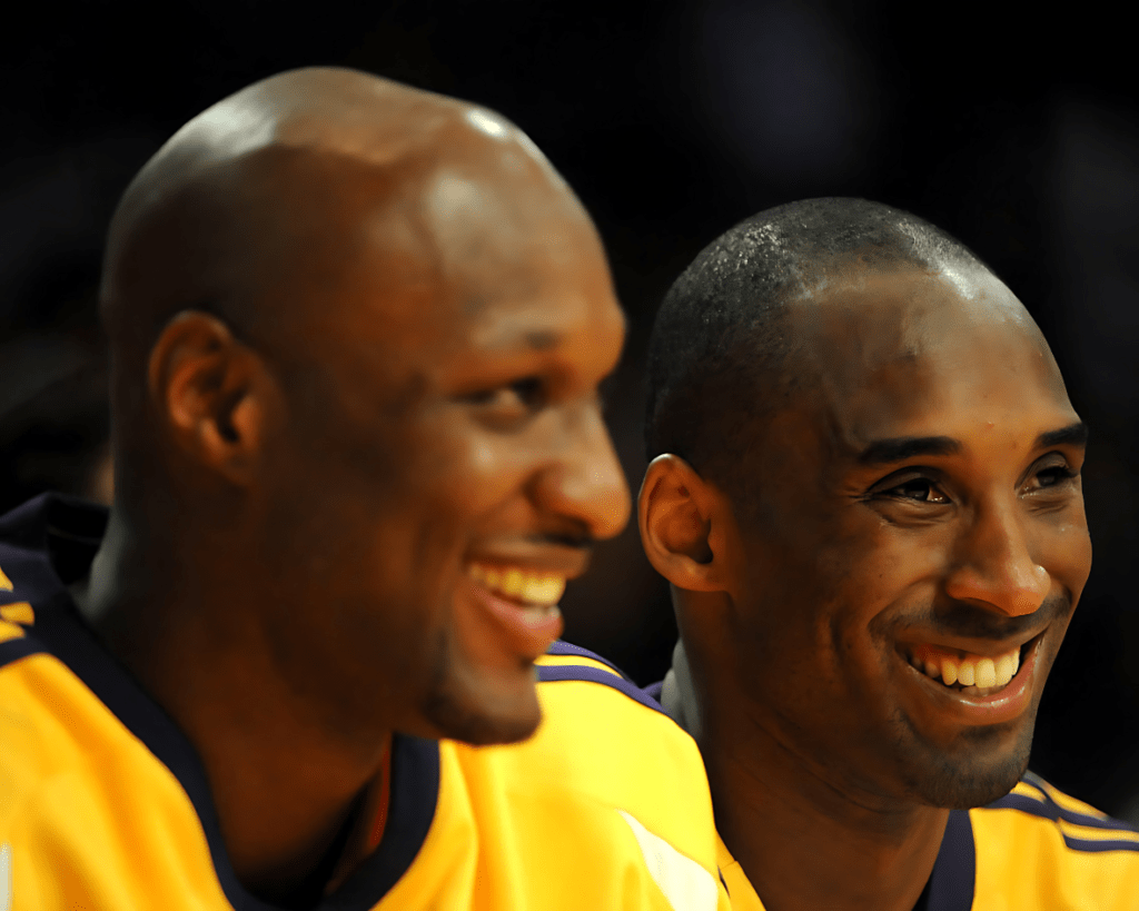 Kobe Bryant and Lamar Odom Smiling from the Bench During Game 5 of Their WC Semifinals (May 12, 2009)